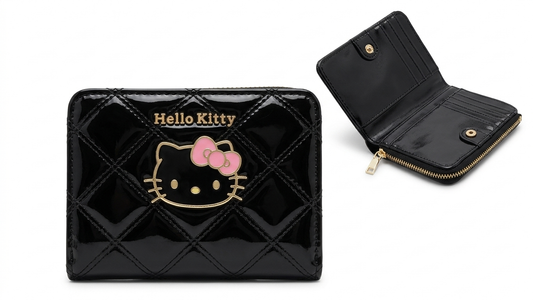 Hello Kitty Quilted Patent Leather Wallet (Black)