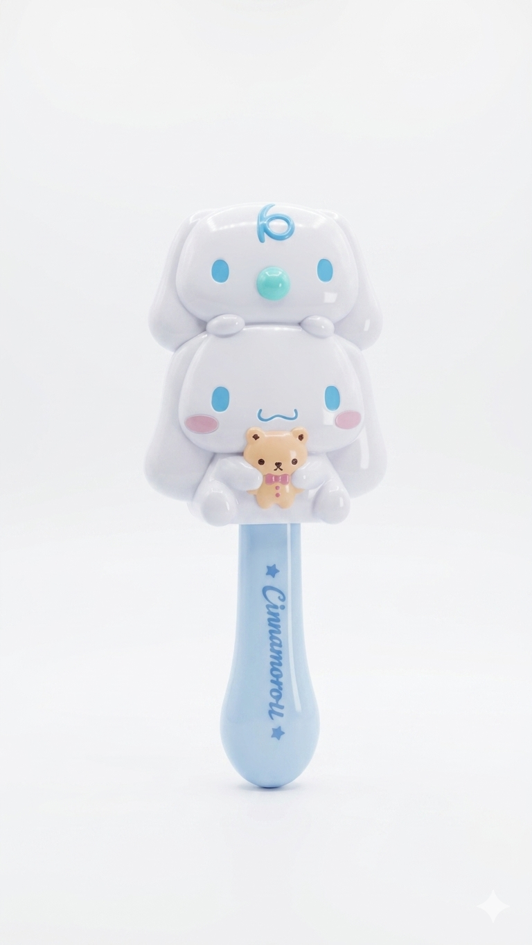Official Sanrio Cinnamoroll Character Paddle Hairbrush – Pastel Blue Cute Detangling Brush