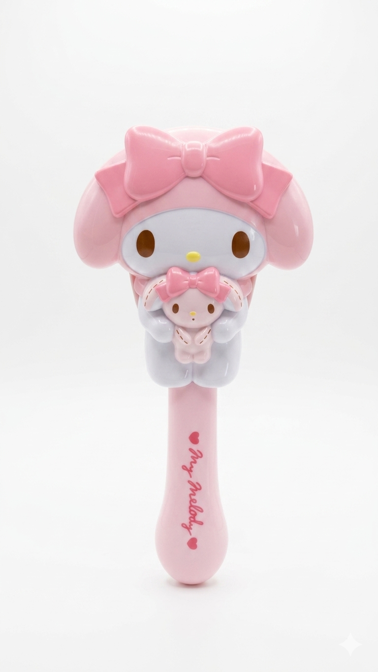 Official Sanrio My Melody & My Sweet Piano 3D Die-Cut Hair Comb – Pastel Pink Kawaii Handheld Comb