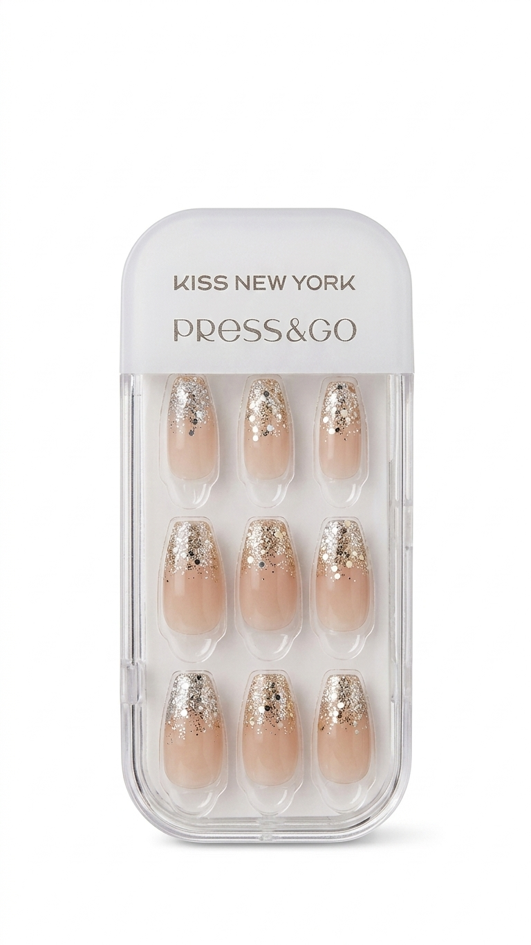 Kizuna Press and Go Luxury Pick: Soft pink with glitter accents