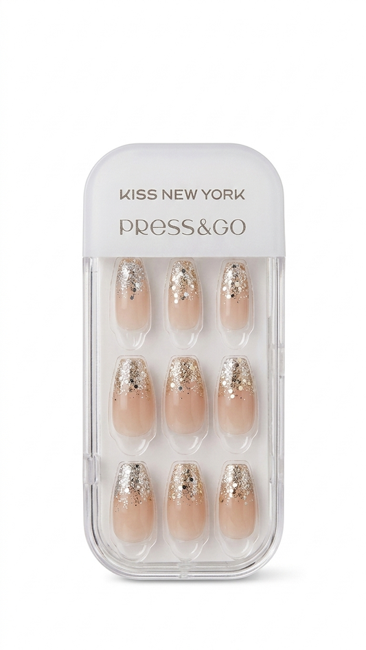 Kizuna Press and Go Luxury Pick: Soft pink with glitter accents